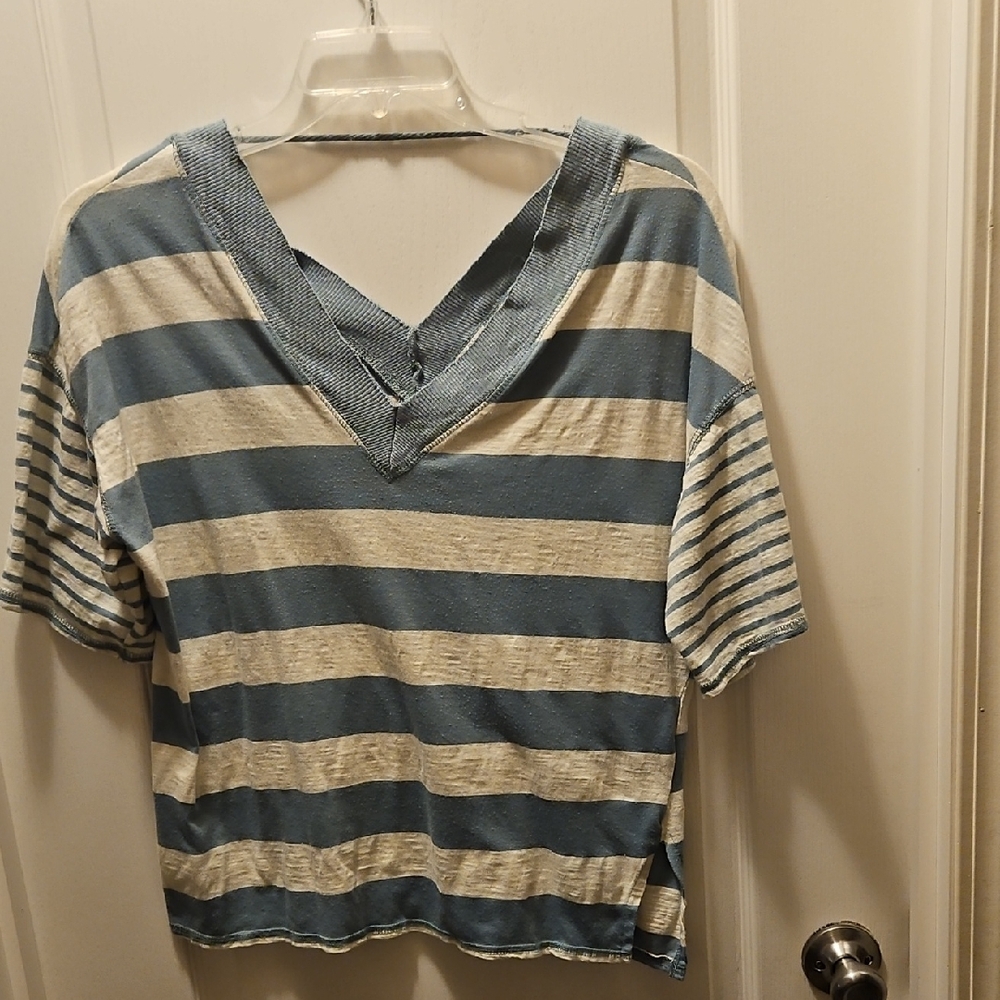 Daytrip Blue and White Chevron Top